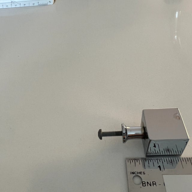 70s Set of 3 Mid-Century Modern Solid Chrome Polished Cube Cabinet Pulls Hardware For Sale - Image 4 of 9