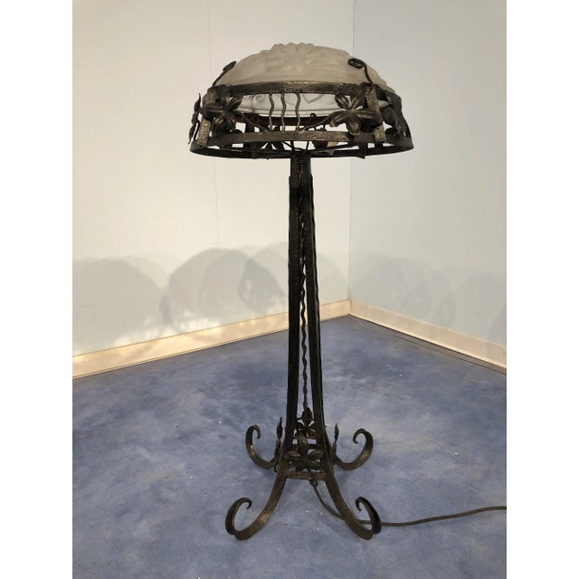 Glass Art Deco French Floor Lamp by David Guéron, 1930s For Sale - Image 7 of 13