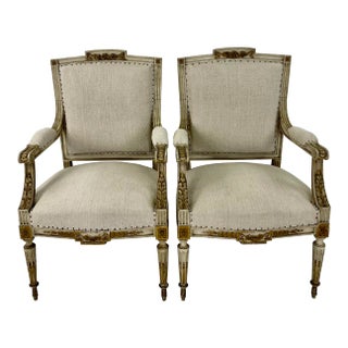 Mid 19th Century Arm Chairs in Louis XVI Style - a Pair For Sale