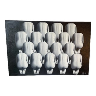 Contemporary Surrealist Figurative Signed Oil Painting on Canvas For Sale