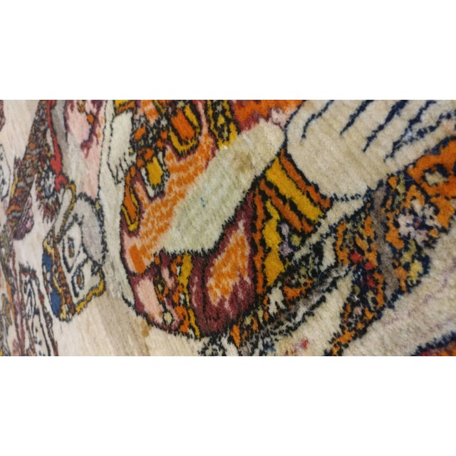 1910s Antique Persian Pictorial Malayer Rug, Wall Hanging, King of Persia Handmade Rug For Sale - Image 5 of 10