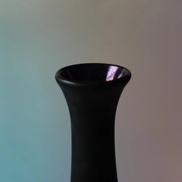 Black Iridescent Amethyst Vase With Floral Design, Early 20th C., 13-Inch For Sale - Image 9 of 11