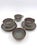 Modern Vietnamese Dual-Glaze Stoneware Ceramic Coffee Cups and Saucers With Spiral Motif - Set of 4 For Sale - Image 3 of 8