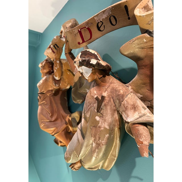 Antique Plaster Angels Wall Sculpture For Sale - Image 4 of 7