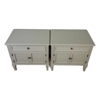 1970s Pair of Sage Green Nightstands by White Fine Furniture For Sale