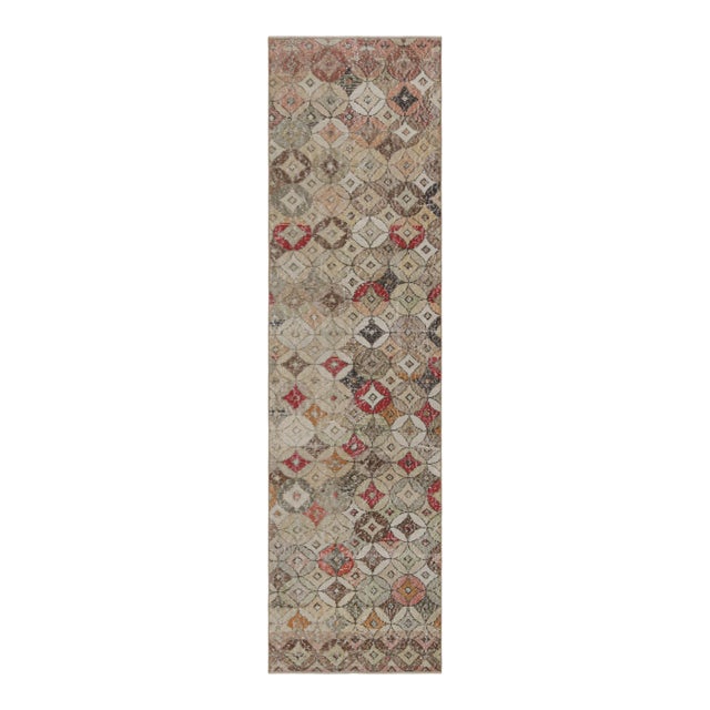 Vintage Zeki Müren Art Deco Runner Rug With Geometric Pattern, From Rug & Kilim For Sale