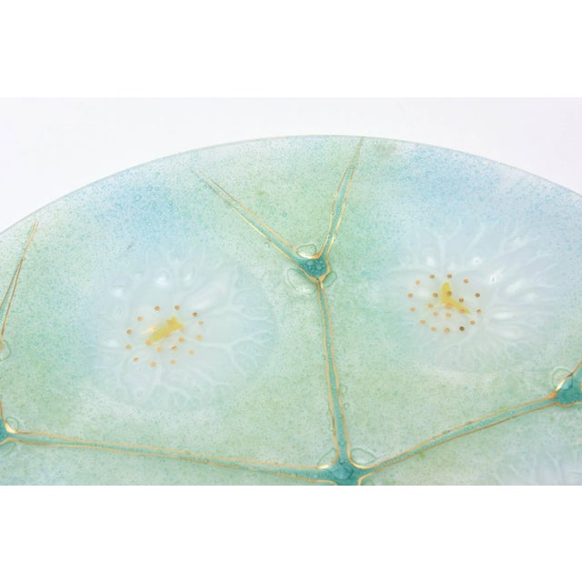 1960s Vintage Signed Higgins Fused Glass Platter Amoeba Pattern 60's For Sale - Image 5 of 8