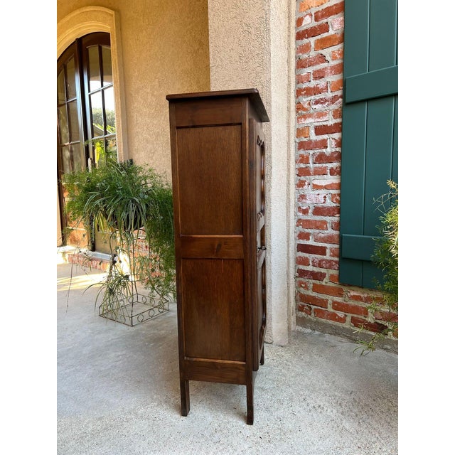 Petite Vintage French Provincial Armoire Cabinet Louis XV Linen Cupboard C1940 For Sale - Image 18 of 18