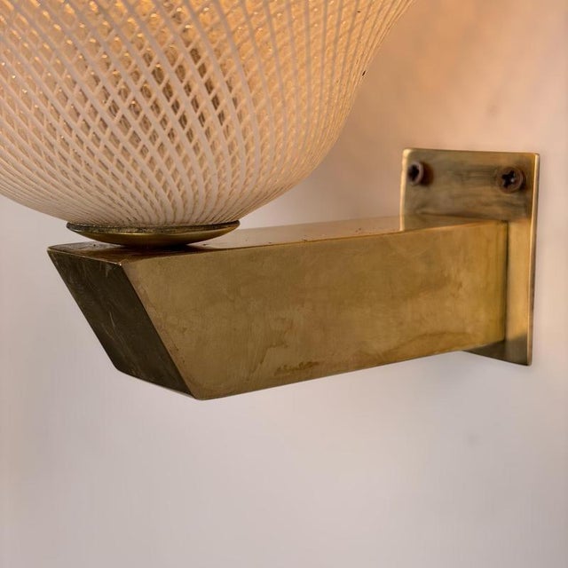 Metal Reticello Wall Sconces attributed to Carlo Scarpa for Venini, 1940s, Set of 2 For Sale - Image 7 of 18