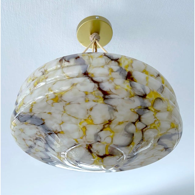 Art Deco Pendant Light in Amber Marble Glass, 1930s For Sale - Image 12 of 18