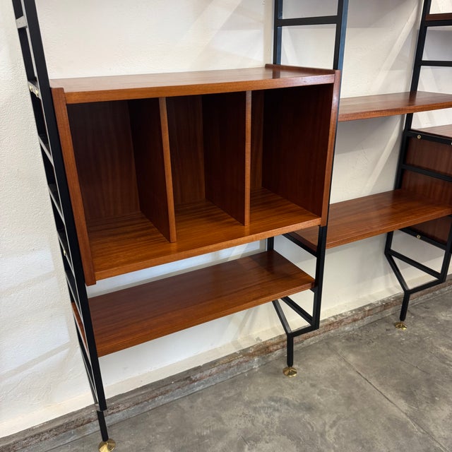 Floor-to-Ceiling Iron and Mahogany Bookcase, 1960s For Sale - Image 3 of 10