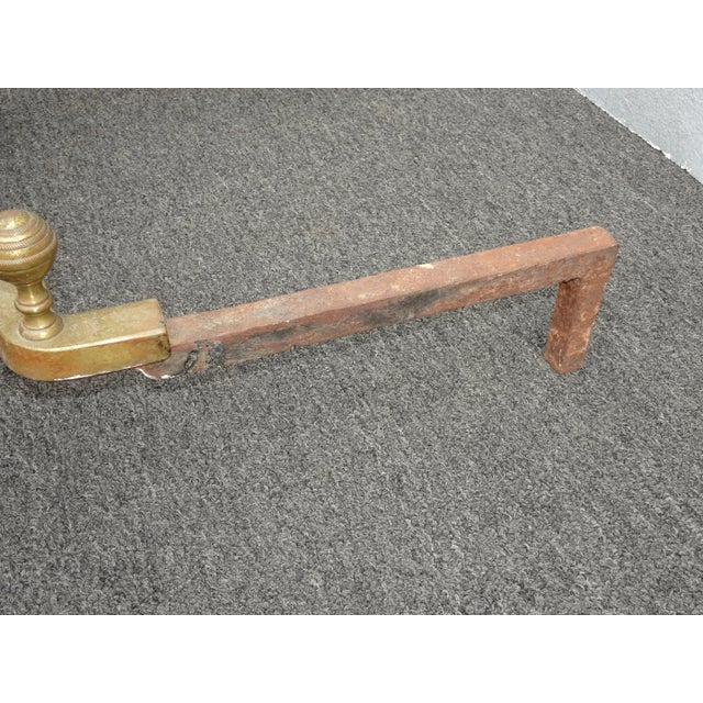 Pair of 23" Tall Large Brass Cannonball Andirons 1960's For Sale - Image 12 of 12