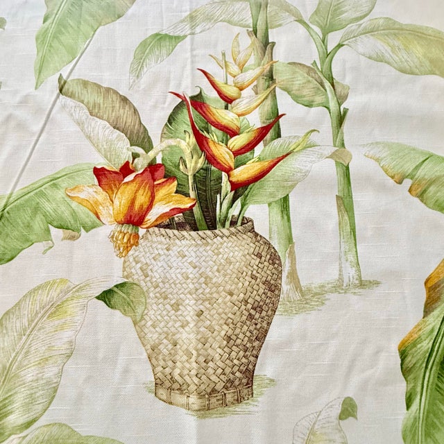 Traditional Vintage P Kaufmann Tropical Botanical Heliconia Banana Leaf Cotton Fabric 8.5 Yards For Sale - Image 3 of 12