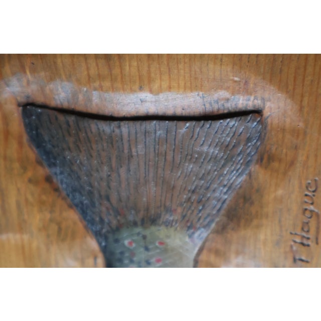 1977 Signed Carved Wood Trout Wall Sculpture, Attributed to Terry Hague For Sale - Image 9 of 18