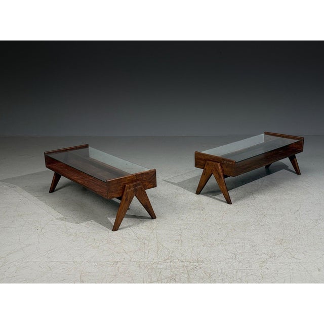 Pierre Jeanneret, Coffee Table, Teak, Glass, Chandigarh, India, 1960s For Sale - Image 14 of 14