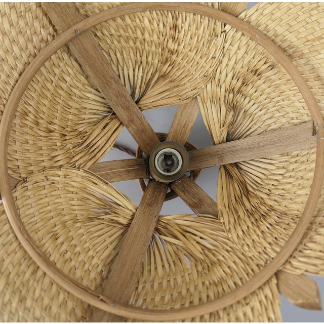 Chandelier in Woven Palm Leaves, Germany, 1970s For Sale - Image 6 of 12