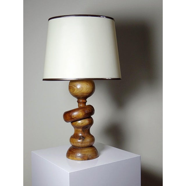 1960s Vintage Scandinavian Style Table Lamp in Carved Turned Wood, 1960s For Sale - Image 5 of 16