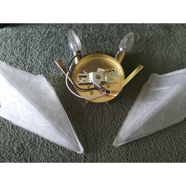 Art Deco Style Brass & Frosted Glass Slip Shade Wall Sconce Chairish