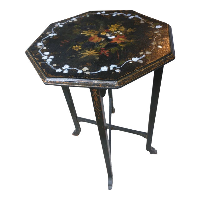 Antique Paper Mache Table With Inlay Mother of Pearl Chairish
