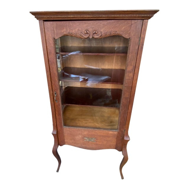 20th Century Oak Victorian Glass Display Cabinet For Sale