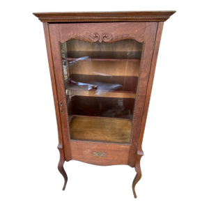 20th Century Oak Victorian Glass Display Cabinet