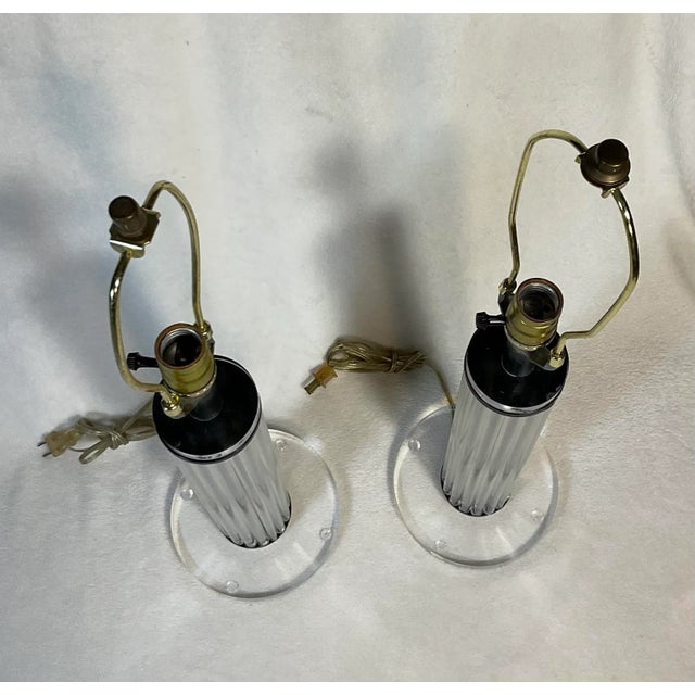 Pair 1970s Columnar Lucite Rods Lamp, in the Style of Charles Hollis Jones For Sale In Greenville, SC - Image 6 of 10