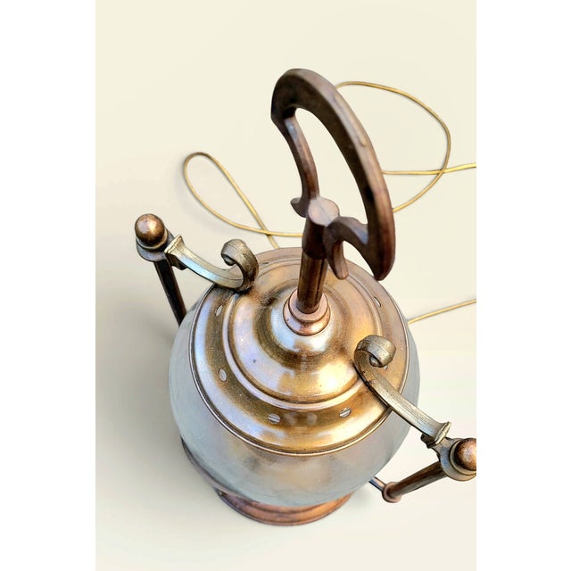 Vintage Revival French Brass, Glass and Wood Hurricane Table Lamp, 1960s For Sale - Image 18 of 18
