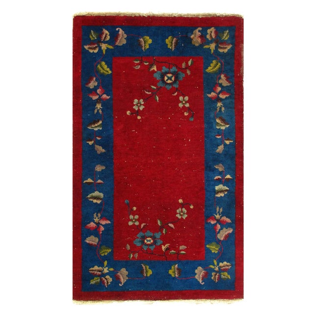 Red Color Fine Chinese Art Deco 3' X 4'11'' For Sale - Image 4 of 4