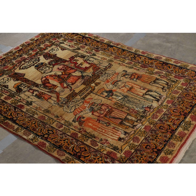 Made with hand-knotted wool circa 1910-1920, this 4x6 antique Persian rug of Malayer provenance is an exciting new...