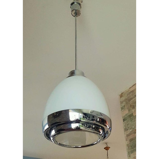 Silver Glass & Metal Hanging Lamp by Pia Guidetti Crippa for Lumi, Italy, 1960s For Sale - Image 8 of 18