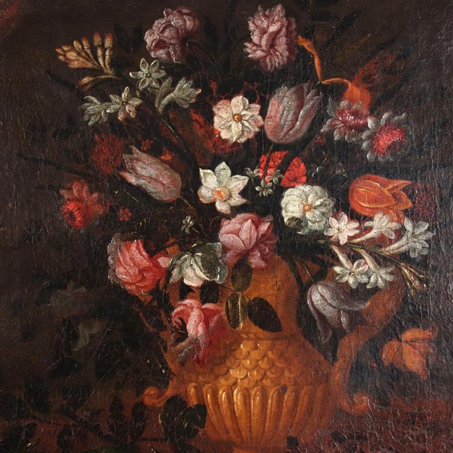 Italian Artist, Still Life with Flowers, 17th Century, Oil on Canvas, Framed For Sale - Image 3 of 16