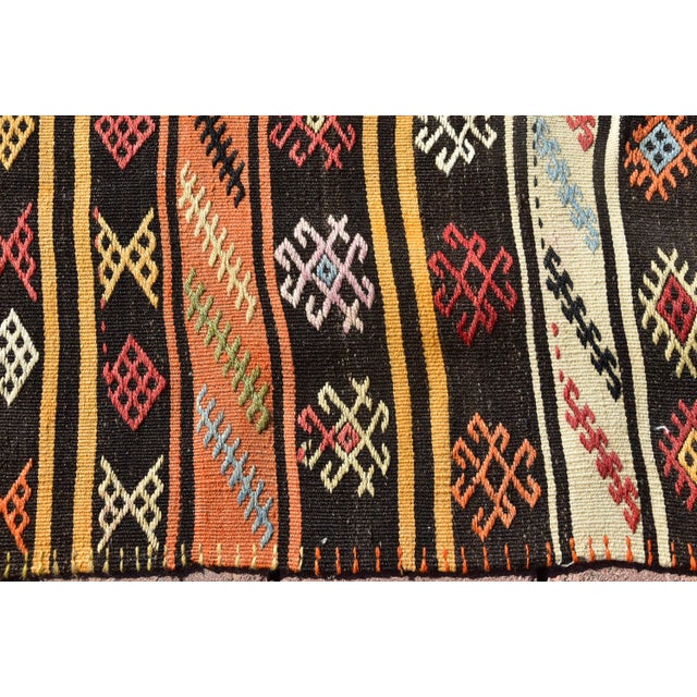 Orange 1970s Rustic Style Handmade Oushak Turkish Kilim Runner Rug For Sale - Image 8 of 13