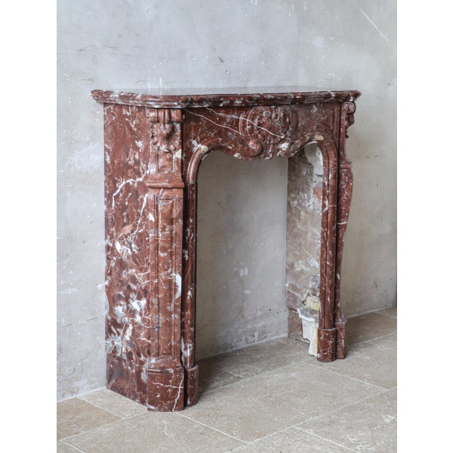 Maroon Antique French Rouge Royal Marble Fireplace For Sale - Image 8 of 10