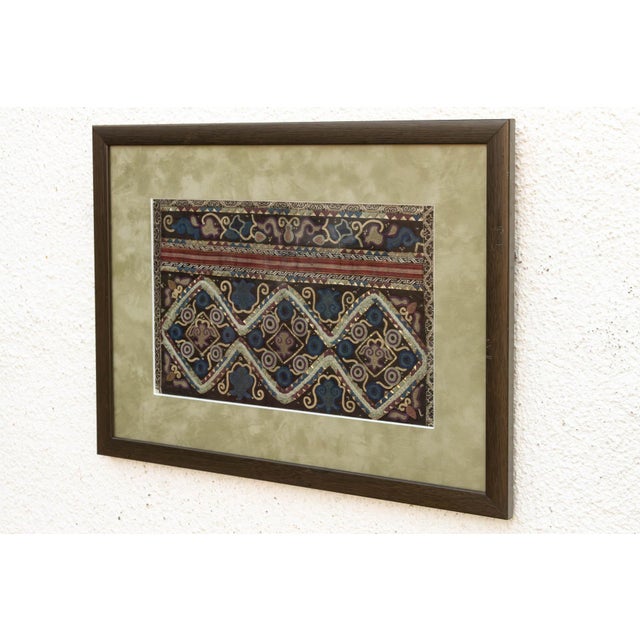 Asian Antique Framed Vintage Diamond Trellis Embroidery For Sale - Image 3 of 7