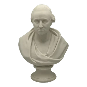 Antique 19th Century English Parian Porcelain Bisque Bust of President George Washington in Classical Robes