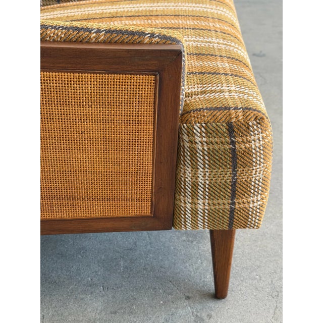 1960s Vintage Plaid & Cane Lounge Chair For Sale - Image 5 of 18