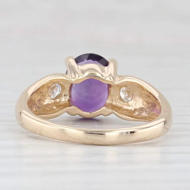2010s 1.66ctw Oval Amethyst Diamond Ring 14k Yellow Gold Size 7.25 For Sale - Image 5 of 7