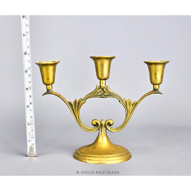 Mid 20th Century Mid 20th Century Art Nouveau Solid Brass Candelabra For Sale - Image 5 of 5