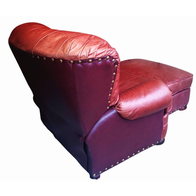 Indulge in the Luxury of This Exquisite Leather Club Writer's Chair and Matching Ottoman by Lane Furniture For Sale In Raleigh - Image 6 of 10