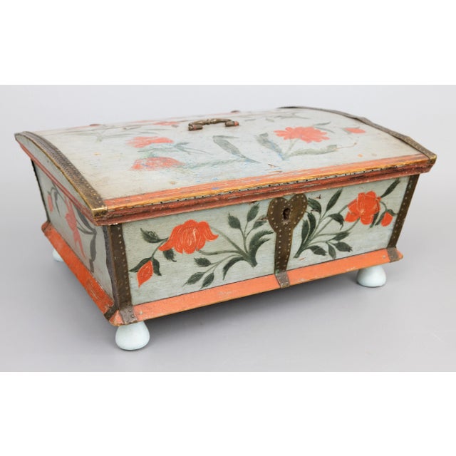 19th Century Swedish Folk Art Painted Marriage Trunk Bride's Box For Sale - Image 13 of 13