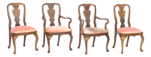 Queen Anne Style Walnut Dining Chairs, 4