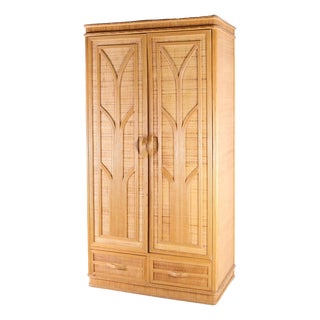 Rattan and Raffia Wardrobe, 1970s For Sale