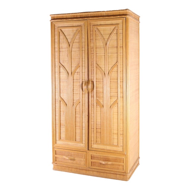 Rattan and Raffia Wardrobe, 1970s For Sale