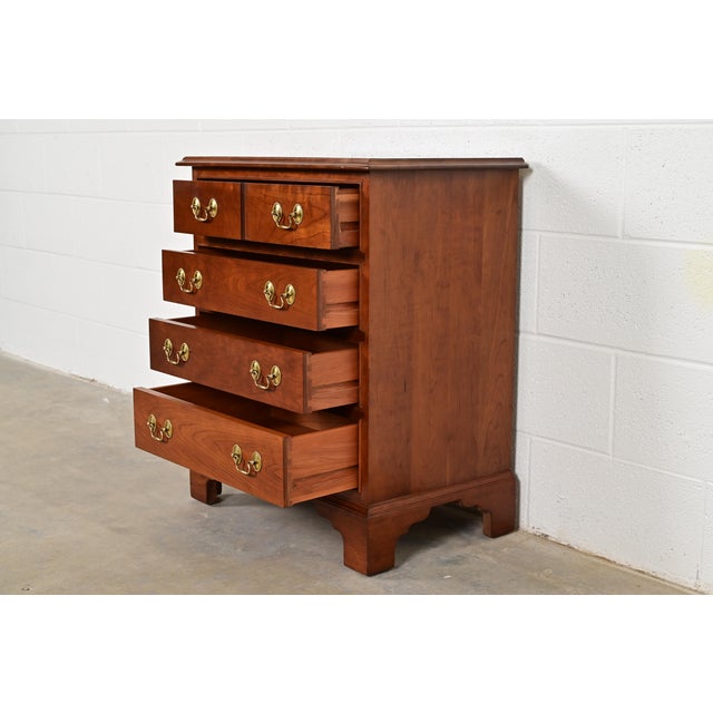 L. & J.G. Stickley, Inc. Stickley Georgian Solid Cherry Wood Nightstand or Bachelor Chest For Sale - Image 4 of 10