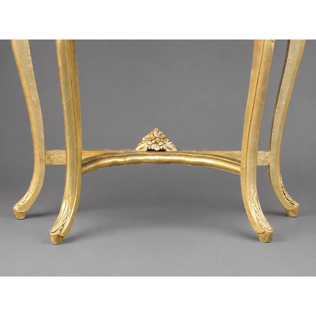 1920 French Artisan Louis XVI Gold Marble Console With Mirror Set - 2 Pc For Sale - Image 11 of 12