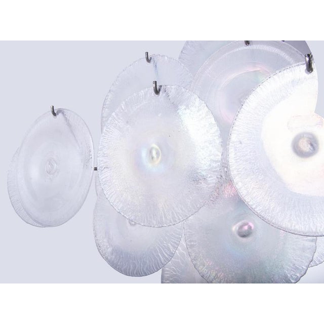 Chandelier with Iridescent Murano Glass Discs from Vistosi, Italy, 1960s For Sale - Image 6 of 13