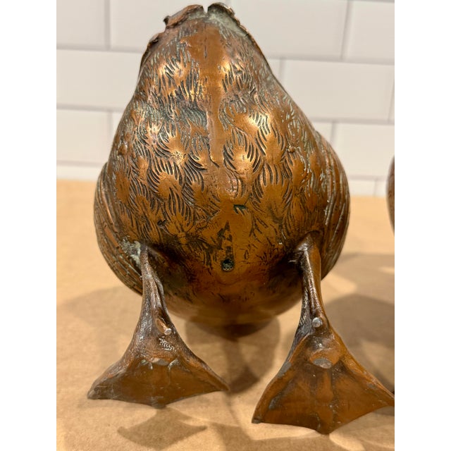 Mid 20th Century Vintage Pair of Large Copper Geese For Sale - Image 5 of 15