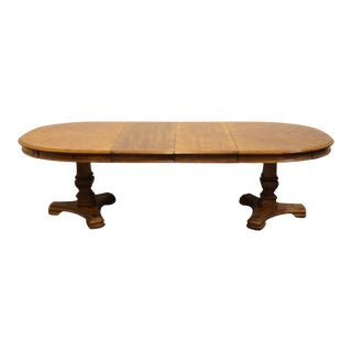 Bernhardt Furniture Italian Neoclassical Tuscan Style 100" Bookmatched Oval Double Pedestal Dining Table For Sale