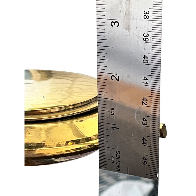 Brass Vintage Mid-Century Brass Covered Ashtray With Sunburst Cigarette Rests & Cross Handle For Sale - Image 8 of 8