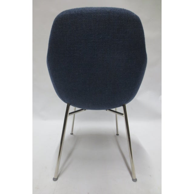 This is the Chantal Arm Chair by Bernhardt Design, upholstered in high-quality blue twill fabric, with a polished aluminum...